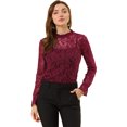 thumbnail image 1 of Blusa Floral Cuello Volantes Encaje Ganchillo Vino T M, 1 of 6