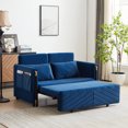 thumbnail image 5 of 54" Modern Convertible Sofa Bed with 2 Detachable Arm Pockets, Velvet Loveseat Multi-position adjustable Sofa with Pull Out Bed with Bedhead, 2 Pillows and Living Room, Blue, 5 of 8