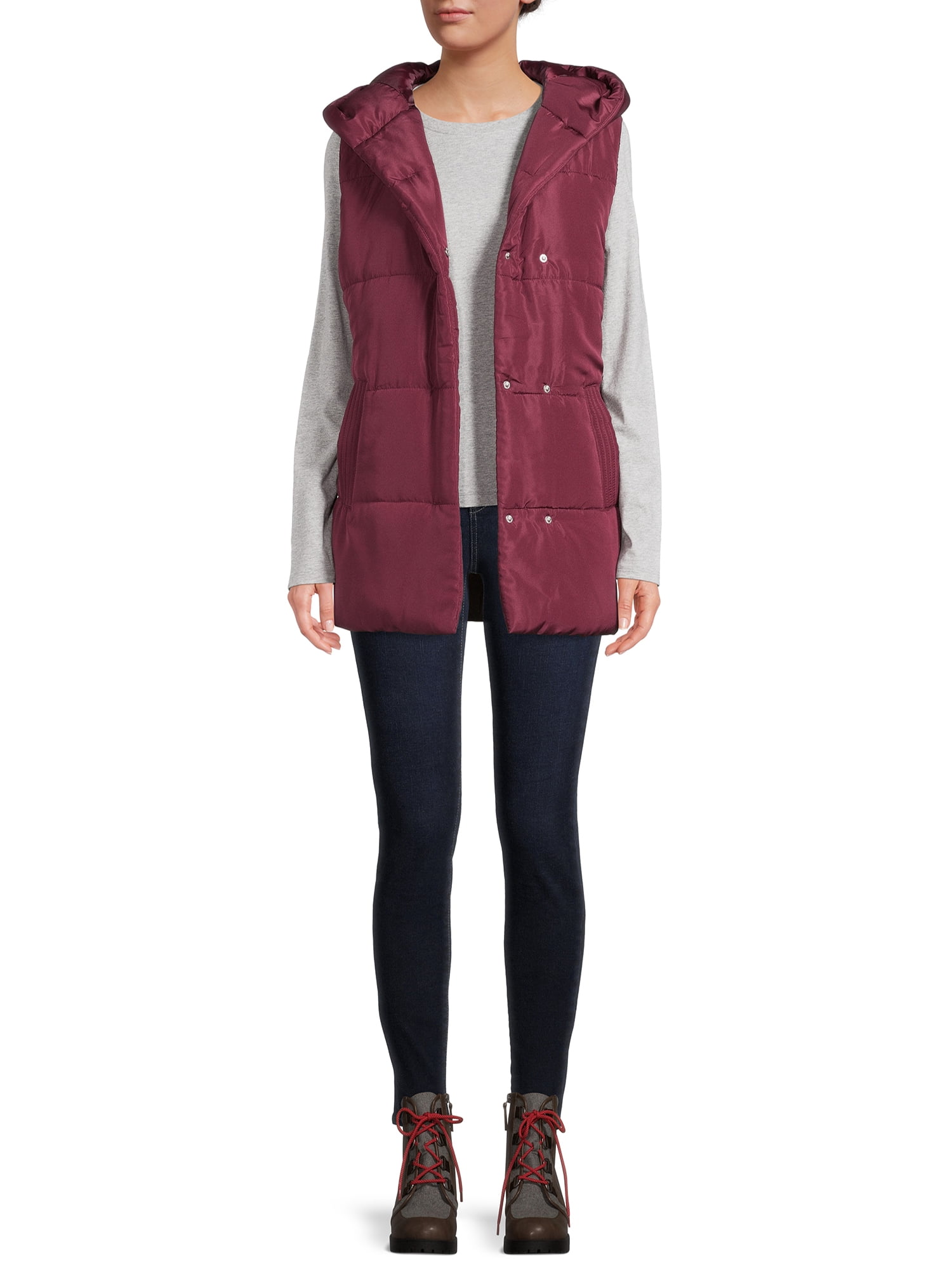 Jason Maxwell Women's Belted Puffer Vest with Hood