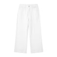thumbnail image 5 of uublik Womens Jean Capris High Waisted Straight Jeans Loose Wide Leg Stretchy Denim Pants with Pockets, White, 5 of 6