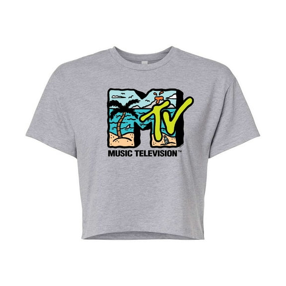 Mtv - Beach Logo - Juniors Cropped Graphic T-Shirt