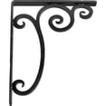 thumbnail image 3 of Ekena Millwork 1 1/2"W x 5 1/2"D x 8"H Avery Wrought Iron Bracket, (Single center brace), Powder Coated Black, 3 of 7