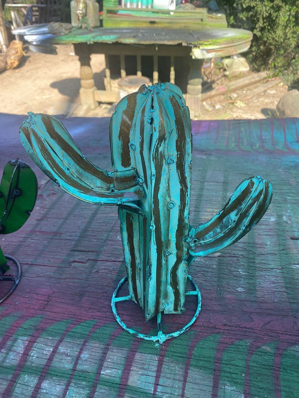 Handmade Metal Saguaro Cactus Garden Art, Handmade Metal Cactus