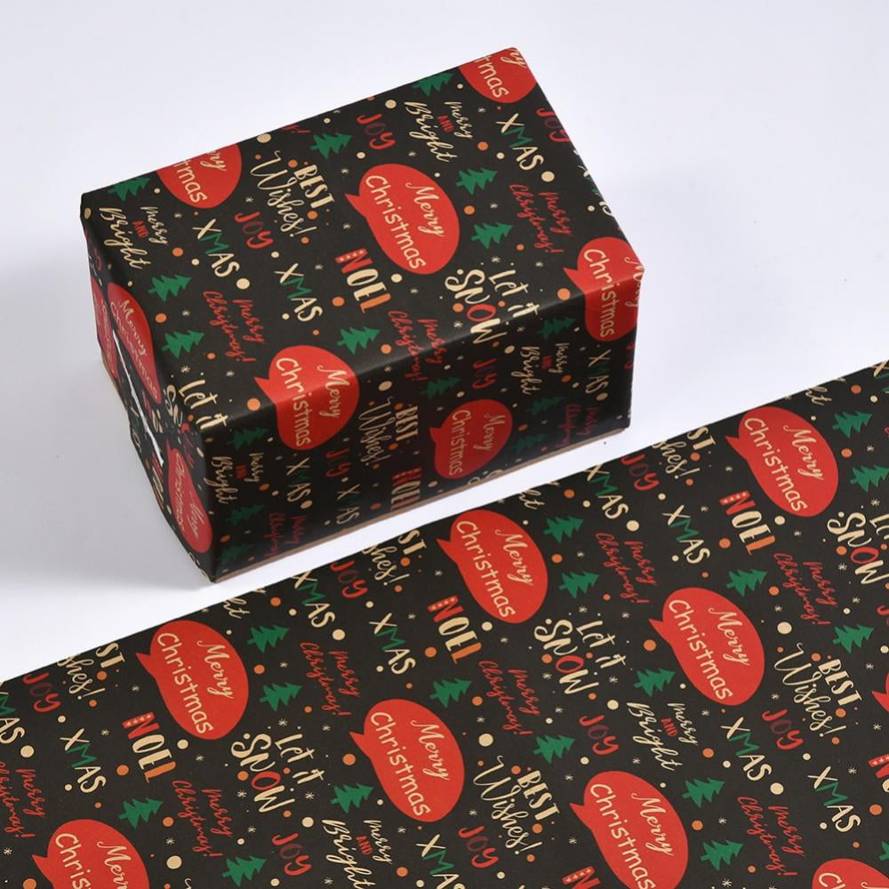 Slopehill 1 Roll Christmas Wrapping Paper Xmas Gift Kraft Paper Birthday Winter Holiday Present Decor Multiple Christmas Elements Pattern Wrapping Paper, Size
