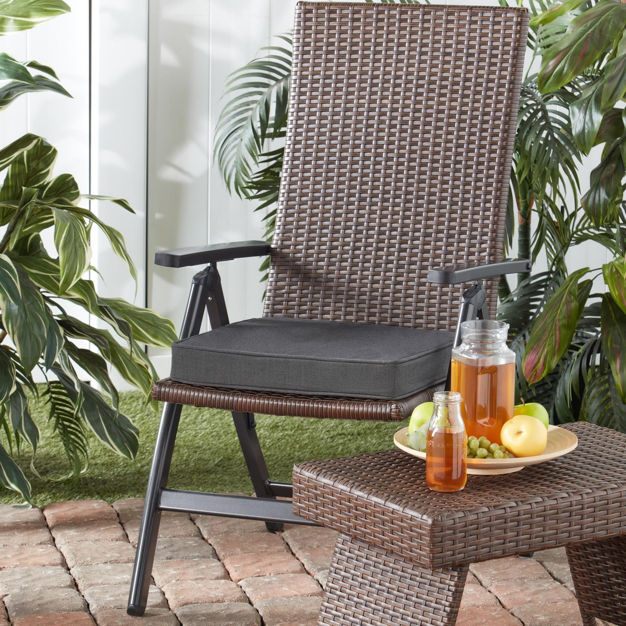 Outdoor PE Wicker Foldable Reclining Chair with Sunbrella Coal Seat Cushion