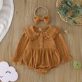 thumbnail image 2 of Sngxgn Baby Girl Cotton Bodysuit Long Sleeve Jumpsuit Outfits Clothes(Brown,80), 2 of 7