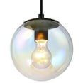 thumbnail image 3 of Neva 60 Watt 1-Light Matte Black Globe Pendant Light with Clear Iridescent Glass Shade, 3 of 11