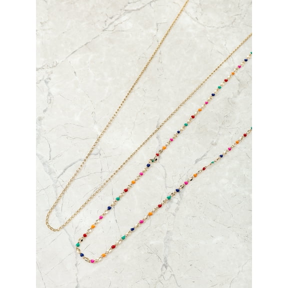No Boundaries Goldtone Belly Chain Set, Multicolored Beads, 2 Pieces