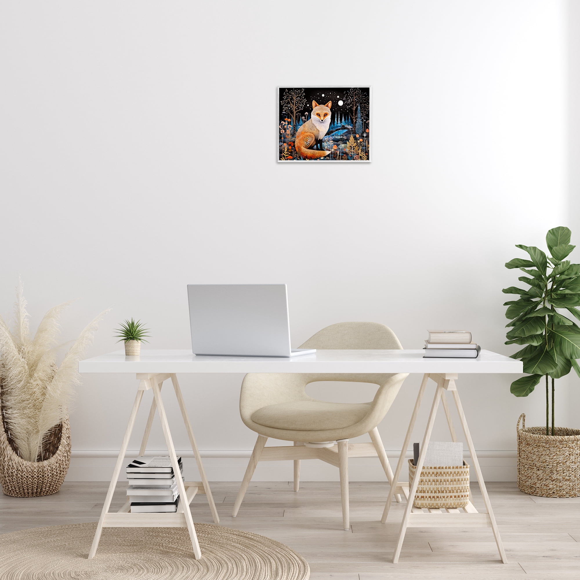 Stupell Industries Forest Fox in Nature Animals & Insects Painting White Framed Art Print Wall Art, 14 x 11