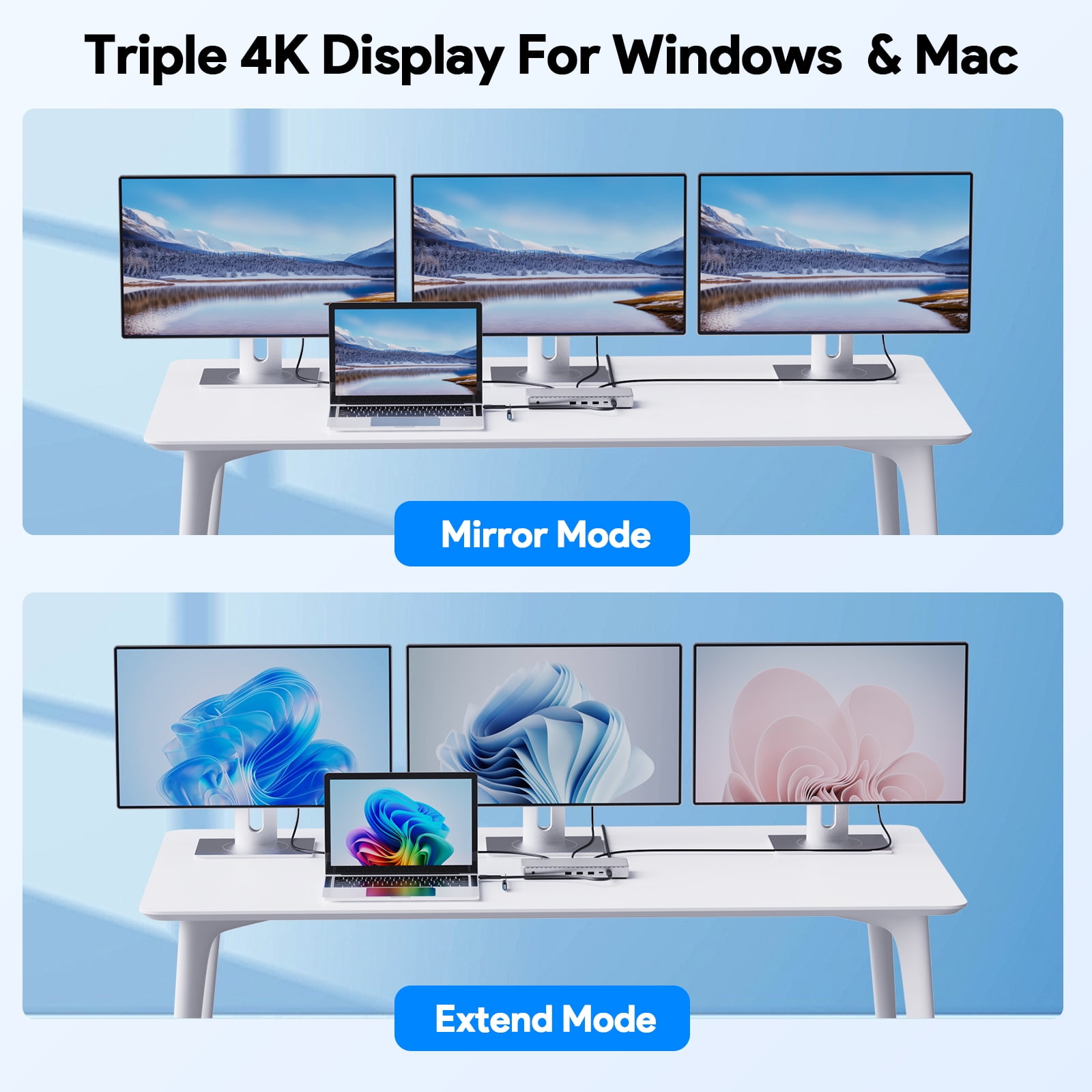 13-in-1 Docking Station WAVLINK USB Dock, Compatible with MacBook Neo Triple 4K@60Hz Display Laptop Dock with 100W Charging, HDMI & DisplayPort for Thunderbolt 5/4/3 Laptops