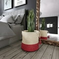 thumbnail image 2 of LR Home Woven Round Jute 17" Storage Basket with Handles, Red/White Stripe, 2 of 8