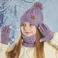 thumbnail image 7 of Kids Winter Hats Girls Gloves Scarf Set, Knitted Lined Beanies Cap for 3-10 Years Boys Girls, 7 of 7