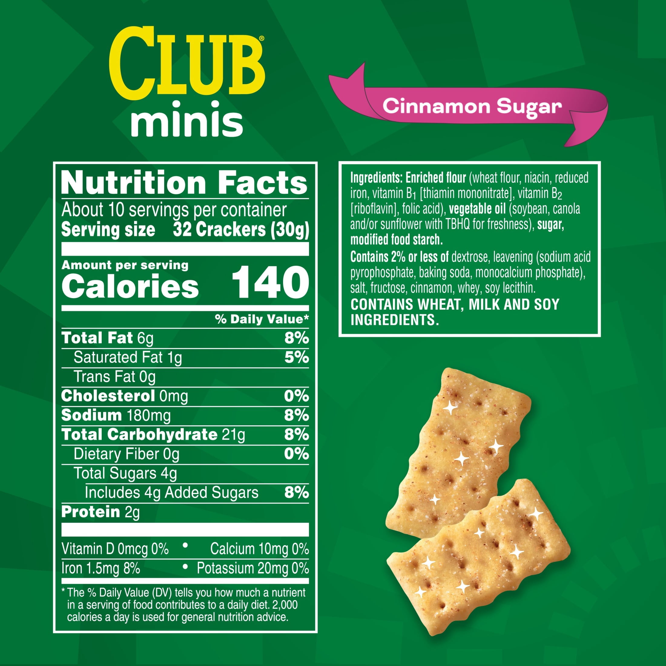 Club Minis Cinnamon Sugar Crackers, Spring Snacks, 11 oz