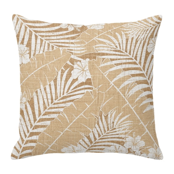Throw Pillow Covers 24x24 Inch, Brown Tropical Plants Decorative Pillow Cases for Couch Sofa Bed, Summer Palm Tree Rustic Botanical Cotton Linen Square Home Decor Pillowcases with Hidden Zipper