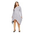 thumbnail image 1 of U.Vomade Women's Fall Plus Size Dress Solid Color Round Neck Long Sleeve Pocket Dress, 1 of 7