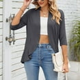 thumbnail image 5 of Baberdicy Cardigan Sweater Ladies Fashion Casual Solid Color Three Quarter Sleeve Sleeve Cardigan Short Small Coat Women's Cardigans Grey, 5 of 9