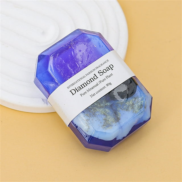 Xihbxyly Jabón de Piedras Preciosas, Lujosa Barra Limpiadora con Forma de Diamante, con Infusión de Lámina de Oro, Fragancia Nutritiva de Cristal, Ritual de Baño Diario, Regalo Perfecto para Seres Qu