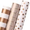 thumbnail image 1 of Papel de regalo Ribbli, 3 rollos, 43 x 305 cm, color dorado mate, 1 of 5