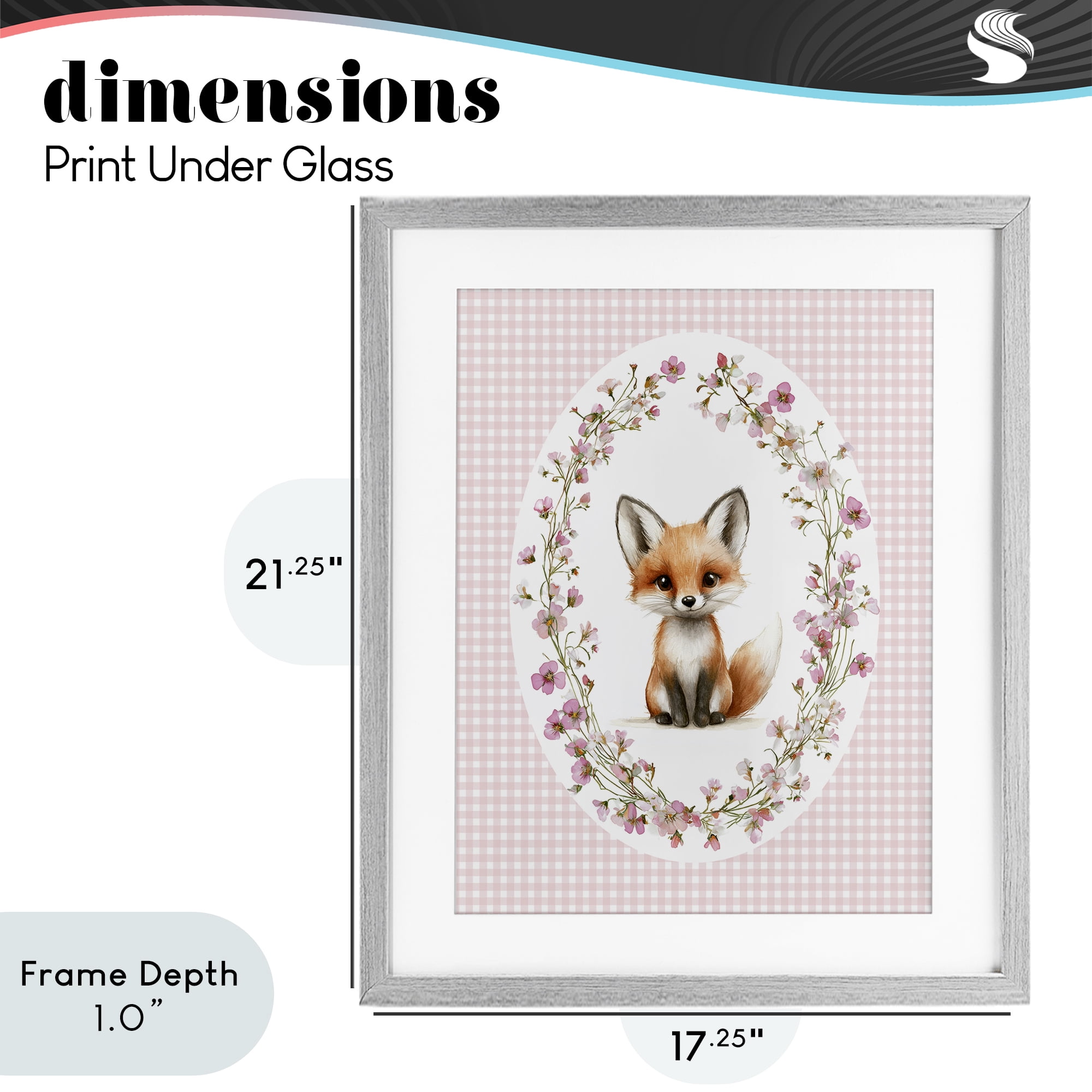Stupell Industries Fox with Cherry Blossoms Gray Framed Print Under Glass, design by Christine Simpson Art