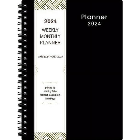 2024 Planner - Weekly & Monthly Planner 2024, Planner 2024, From January 2024 - December 2024, 6.25 in Ã— 8.3 in, Flexible Cover, Twin-Wire Binding - Classic Black, Improving Your Time Management S