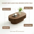 thumbnail image 5 of Miniyam Oval Wood Coffee Table with Fluted Design, Walnut Finish Modern Center Table for Living Room, Apartment or Office, 5 of 8