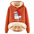 thumbnail image 1 of Haut à Capuche Chaud Imprimé de Noël pour Femmes Automne/hiver avec Fermeture Éclair Quart, T-Shirts Légers pour Femmes, Hauts Junior Mignons, Haut Rond, Mode Grande Taille pour Femmes, Orange TTTTG, 1 of 4