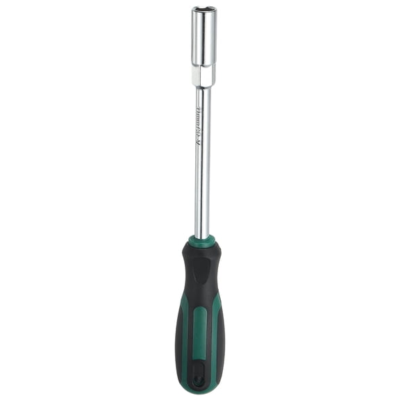 Uxcell Metric Nut Driver 11mm CR-V Non-Magnetic Tip Hollow Shafts Hex Socket Screwdriver with Anti-Slip Handle for Automobile Repair Bit Driver, Green/Black