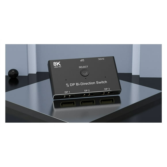 Switch 3 Port DP 1.4 Switcher Box Bi-Direction 1X3 Or 3x1 32.4Gbps 8K@60Hz 4K@144Hz HDR For Display Port PC Monitor ,Fast and Stable Transmission