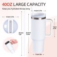 thumbnail image 5 of QCQHDU 1182ml 40 oz Tumbler with Handle and Straw,Leak Proof Insulated Coffee Travel Mug, Double Wall Stainless Steel Vacuum Insulated Coffee Mug for Ice Drink or Hot Beverages(White), 5 of 6