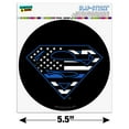 thumbnail image 6 of Superman Thin Blue Line Flag Shield Logo Automotive Car Window Locker Circle Bumper Sticker, 6 of 7