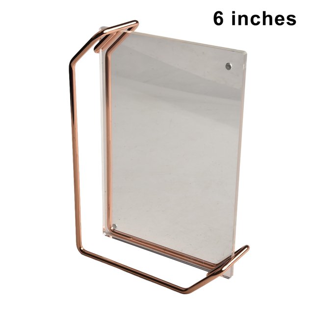 Marco de fotos de metal retro A4 de 6 pulgadas, soporte de exhibición de imágenes de acrílico transparente, soportes de menú de mesa para decoración de bodas, restaurantes o eventos, oro rosa