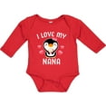 thumbnail image 3 of Inktastic I Love My Nana with Cute Penguin and Hearts Girls Long Sleeve Baby Bodysuit, 3 of 5