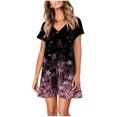 thumbnail image 1 of Vestido suelto de manga corta con cuello en V informal de verano para mujer a la moda Fridja  qw4223, 1 of 7