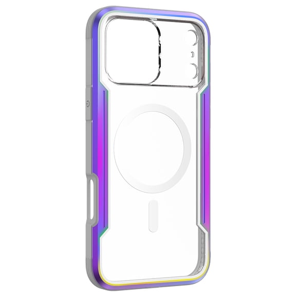 Dteck Magnetic for iPhone 17 Pro Case, Compatible with MagSafe, Durable Anodized Shockproof Aluminum Frame Clear Cover for iPhone 17 Pro,Iridescent