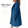 thumbnail image 5 of Smsaxvxz Women's Winter Coat Casual Trench Fleece Long Collared Warm Jacket with Pockets Blue M, 5 of 6
