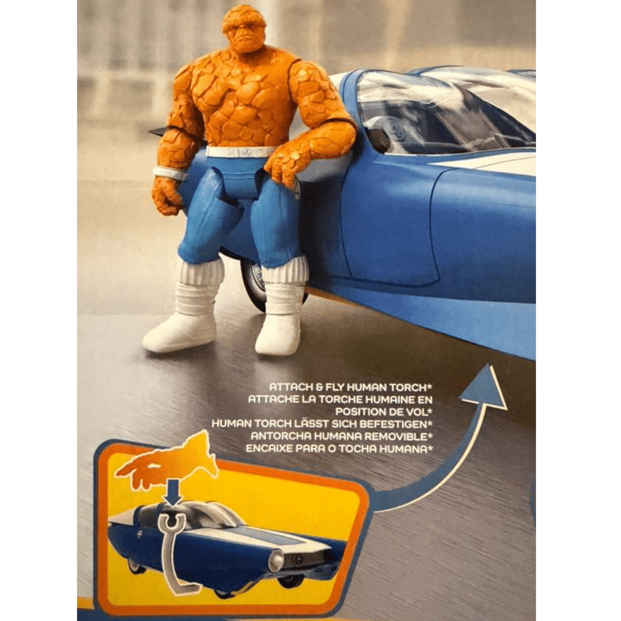 Marvel Studios Fantastic 4 Fantasticar Vehicle with The Thing Action Figure, 2 Modes Hover & Cruise, Collectible Superhero Toy for Kids Ages 4+