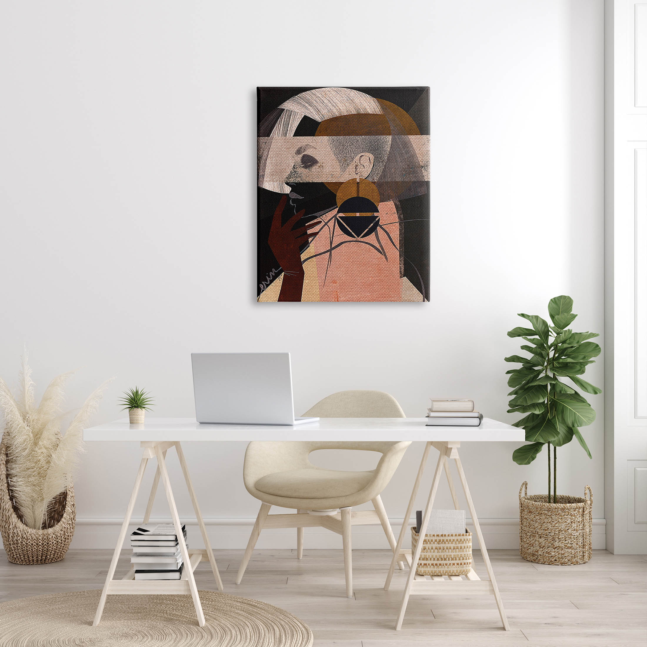 Layered Collage Woman Portrait Abstract Graphic Art Gallery Wrapped Canvas Print Wall Art