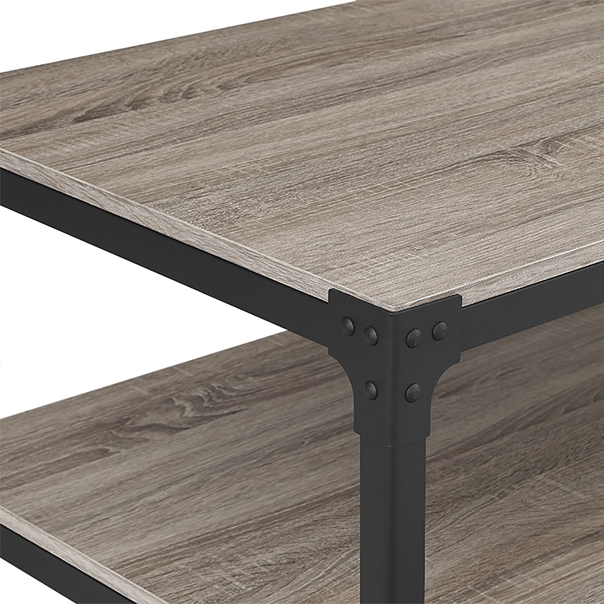 Woven Paths Wilson Angle Iron Rustic Coffee Table, Driftwood