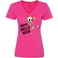 thumbnail image 3 of Inktastic Happy Halloween with Dancing Skeleton Women's V-Neck T-Shirt, 3 of 5