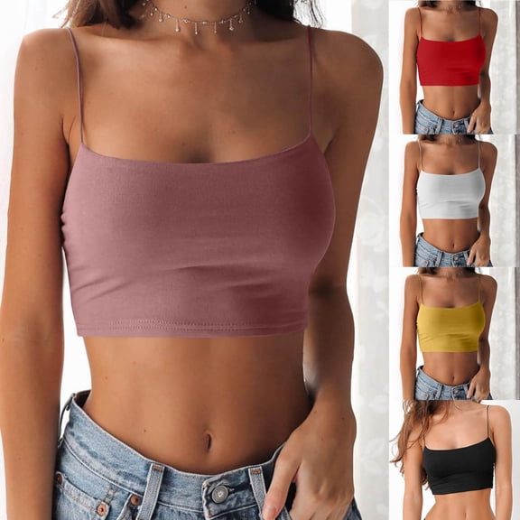 Women's Sleeveless Camisole Tank Top Solid Color Slim Fit Basic Vest Style