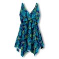 thumbnail image 5 of Swim 365 Women's Plus Size Handkerchief-Hem Twist-Front Tummy Control Two-Piece Swim Dress, 5 of 6