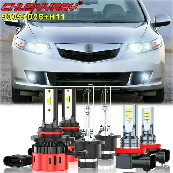 For Acura TSX 2009 2010 2011 LED HID Headlight High Low Beam Fog Light Bulbs Kit Super Bright White 6x