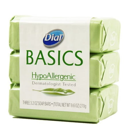 Dial Basics Hypoallergenic Bar Soap 3.2 Oz - 3 (Best Hypoallergenic Bar Soap)