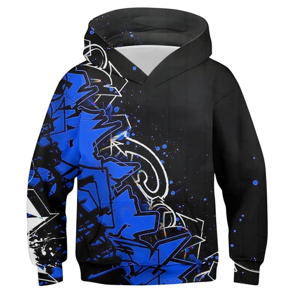 WOYY Boys Graphic Print Hoodie Casual Athletic Long Sleeve Hooded Sweatshirt, Sizes 2-14