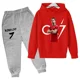thumbnail image 3 of Conjunto de 2 piezas de sudadera con capucha y pantalones con estampado de ídolo de fútbol Cr7 para niños de 3 a 13 años, ropa informal para bebés, 3 of 5