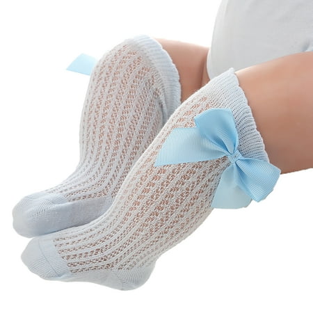 

FaLX 1 Pair Socks Big Bow-knot Anti-mosquito Baby Girls Toddler Bow Cotton Mesh Stockings for Infant