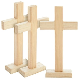 100 Pack Unfinished Wooden Crosses for Crafts - Wood Cross Bulk for Church,  First Communion, Easter Tree, Sunday School, DIY Projects (4x3 in)
