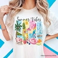 thumbnail image 2 of Summer Vibes T-Shirt, White and Natural Vacation Beach Tee, 2 of 8