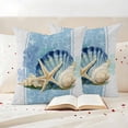 thumbnail image 2 of Pack of 2 Blue Coastal Starfish Outdoor Pillow Covers Decorative, Waterproof Pillow Protector, Vintage Grey Nautical Coral Summer Throw Pillowcases Accent Cushion Cases for Patio Couch Sofa 20"x20", 2 of 8