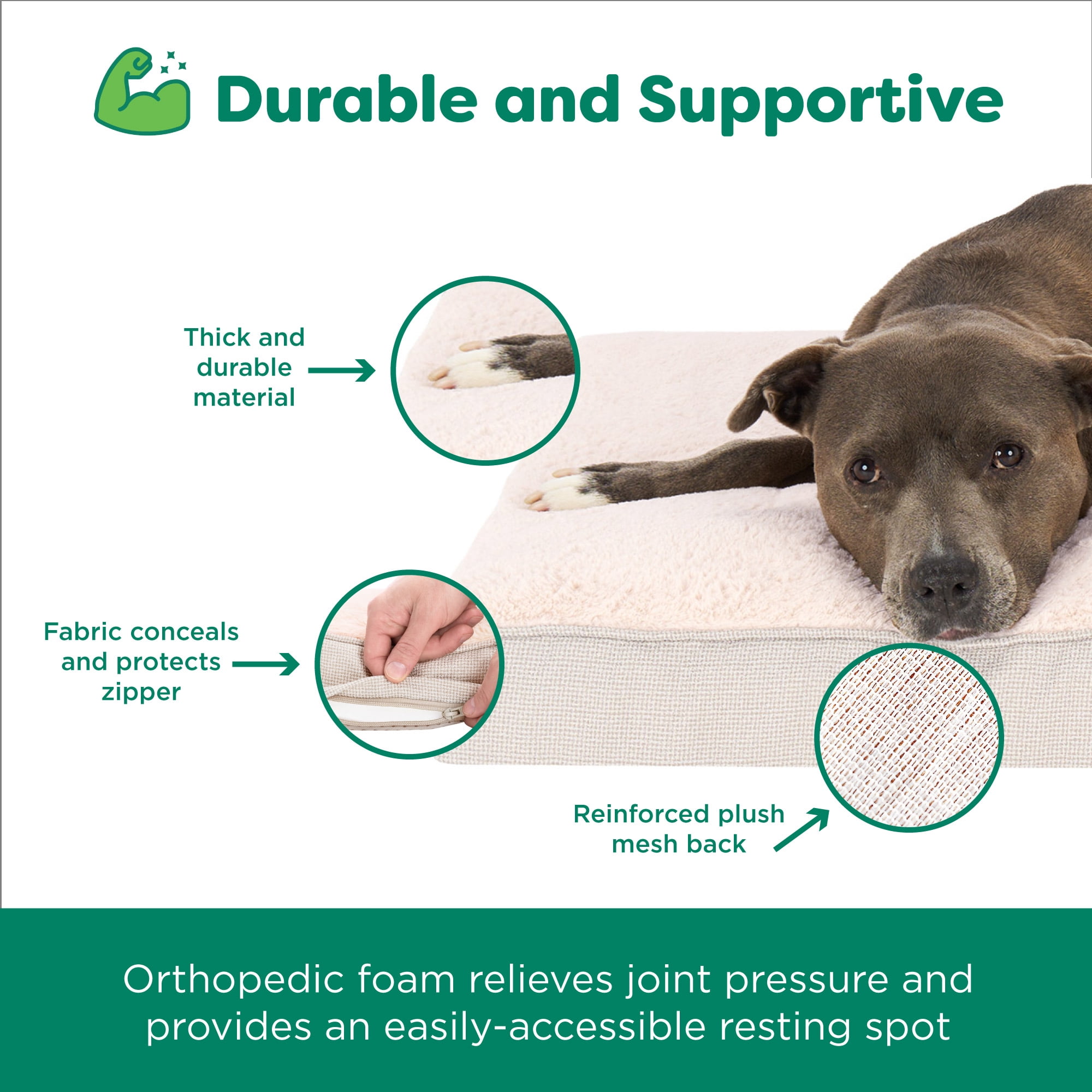 FurHaven Plush & Decorator Check Tuft-Top Orthopedic Mattress Pet Bed for Dogs and Cats - Wheat, Jumbo